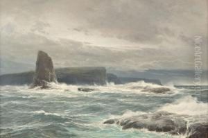 Sturmische See Vor Klippenlandschaft (wohl Klippen Von Moher) by Hugo Schnars-Alquist