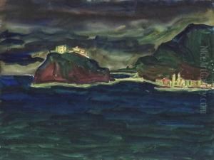 Mittelmeerkuste Mit Festung Auf Kleiner Insel by Carlos Schneider