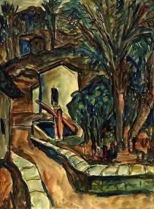 Hauser Zwischen Baumen In Sudlicher Landschaft by Carlos Schneider