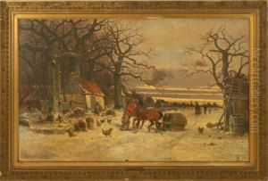 Continental Farm Scene by G. Schneider