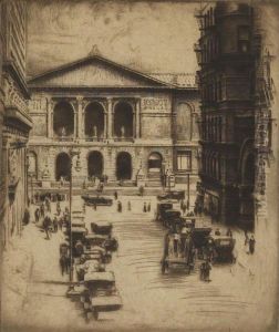 Facade Of The Art Institute Of Chicago by Otto J. Schneider