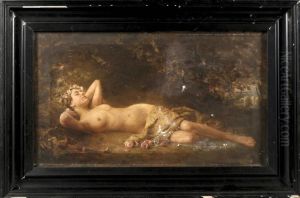 Liegender Madchenakt Beim Schaferstundchen by Max Schneidt
