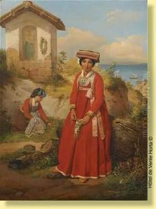 Jeunes Italiennes Cueillant Un Bouquet De Fleurs by Jean-Victor Schnetz