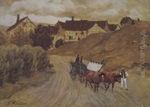 Landschaft Mit Ochsengespann by Fritz Schnitzler