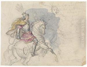 A Nobleman In Armour On A Horse by Julius Schnorr Von Carolsfeld