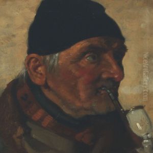 Portrait Of A Smoking Man by Christjern Schobius
