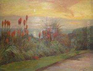 Coastal Garden Scene by John William Schofield