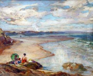 Figures On A Beach by John William Schofield