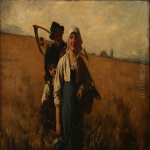 Cornfield Withharvest People by Julius Scholtz