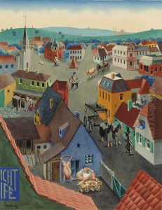 Deutsche Kleinstadt Bei Tage by Georg Scholz