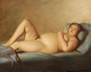Liegender Korpulenter Akt by Georg Scholz