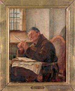 A Monk Sharpening A Quill by Max Scholz