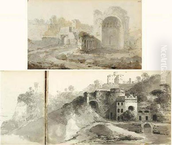 Album Constitue De 44 Feuilles Et D'un Petit Index : Vues De Rome (thermes De Caracalla, Arc De Constantin, Colisee...) - view 1