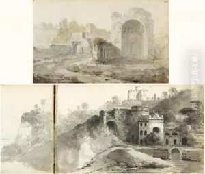 Album Constitue De 44 Feuilles Et D'un Petit Index : Vues De Rome (thermes De Caracalla, Arc De Constantin, Colisee...) by Lorenz Adolf Schonberger