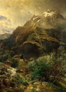 Hochgebirgslandschaft. by Eduard Schonfeld