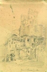 Burgruine Mit Personenstaffage