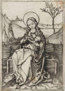 The Virgin And Child On A Grassy Bench by Martin Schongauer