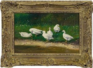 Enten Am Sommerlichenteichufer by Alfred Schonian