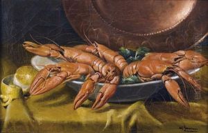 "stillleben Mit Krebsen". by Alfred Schonian