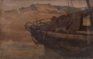 Segelboot Vor Hugeliger Landschaft by Gustav Schonleber