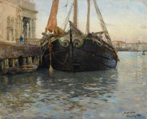 Schiff Im Hafen Vorvenedig by Gustav Schonleber