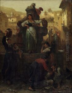 Am Brunnen Einer Mediterranen Stadt by Alois Schonn