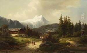 Wanderer Bei Der Alm