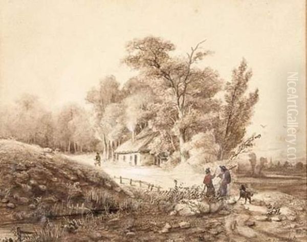 Promeneurs Dans Un Paysage - view 1
