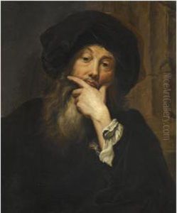 Self-portrait Of The Artist, Half Length, Wearing A Black Hat by Anthoni Schoonjans
