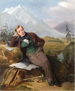 Portrait D'un Geographe Dans La Montagne by Frederic Henri Schopin