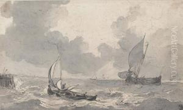 Fishing Boats In A Rough Sea - view 1