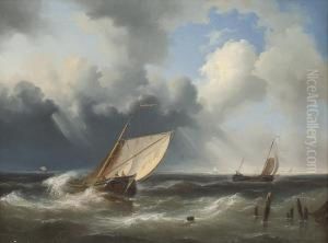 Segler Auf Sturmischer See by Johannes Christian Schotel