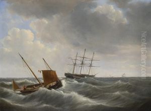 Dreimaster Auf See by Petrus Jan Schotel