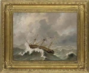 A Dismasted Frigate Wallowing In The Gale
