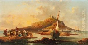 St. Michael's Mount, With Figures And Boats To The Foreground