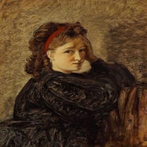 Portrait Of Elna Glad Nee Collin by Ludvig Abelin Schou
