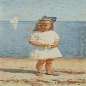 Portrait Of Young Girlat The Beach by Peter Johan Schou