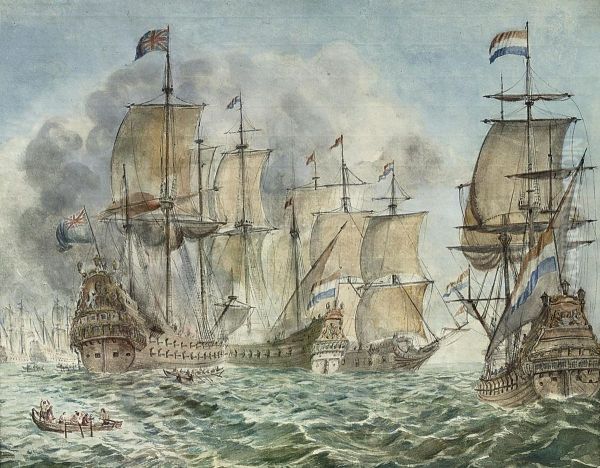A British And Dutch Naval Battle - view 1