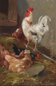 Chickens In A Barn by Henry Schouten
