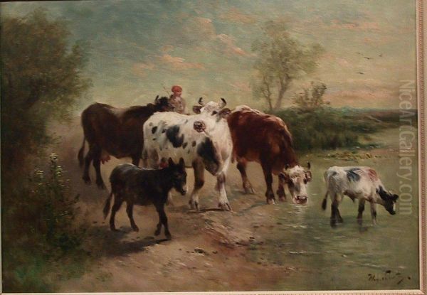 Category: Painting
Description:koeien Aan De Drinkplaats - view 1