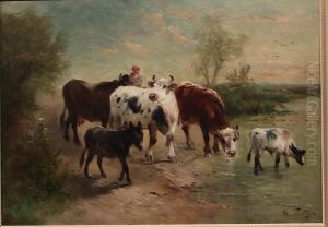 Category: Painting
 Description:koeien Aan De Drinkplaats