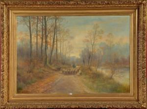 Berger Et Son Troupeau En Foret by Paul Schouten