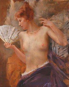 A Semi-nude Woman With A Fan