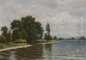 Seeufer Mit Segelbooten by Josef Schoyerer