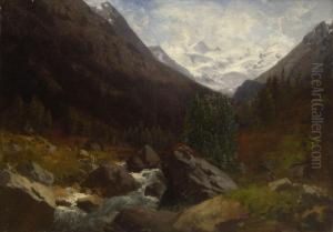 Gebirgsbach. by Josef Schoyerer
