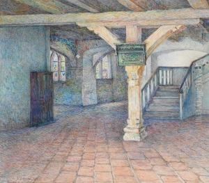 2 Blatter: Innenansicht Von Kloster Lune. Klosterbibliothek Von Ratzeburg by Bertha Schrader