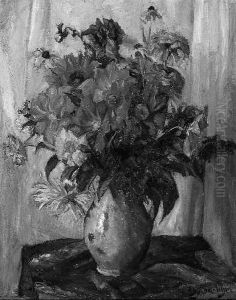 "blumenstillleben". Sign. Ol Auf Lwd. 84 X 68 Cm. Rahmen