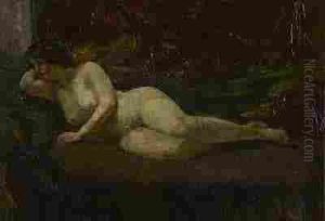 Liegender Weiblicher Akt by Gustav Schraegle