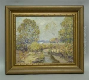 Meadow Stream In Autum by Abraham John Schram