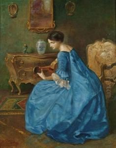 Girl In Blue With Guitar